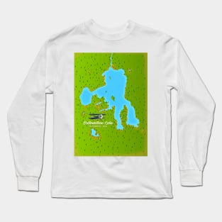 Yellowstone Lake, Wyoming Map Long Sleeve T-Shirt
